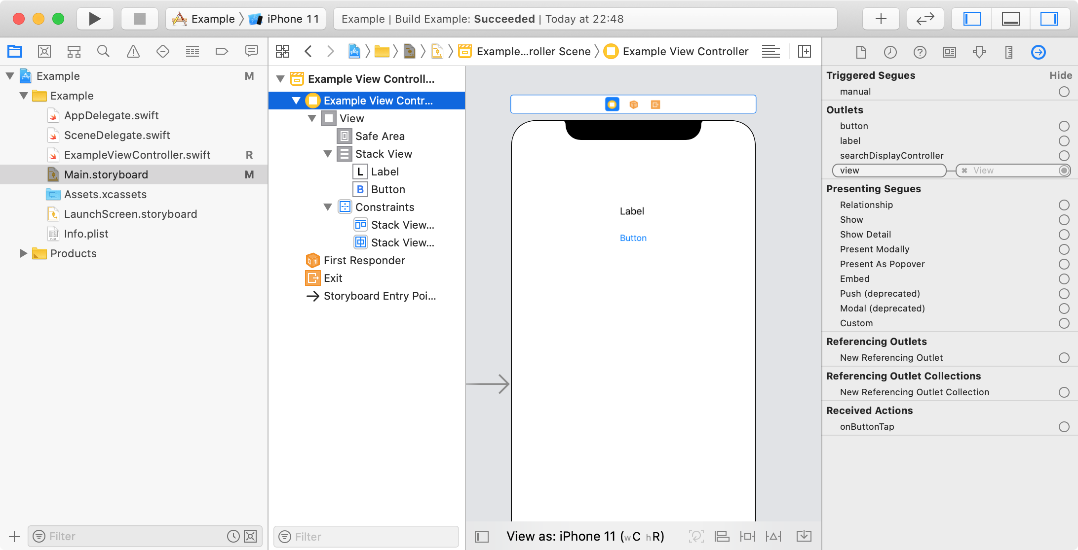 Storyboard - Connections Inspector