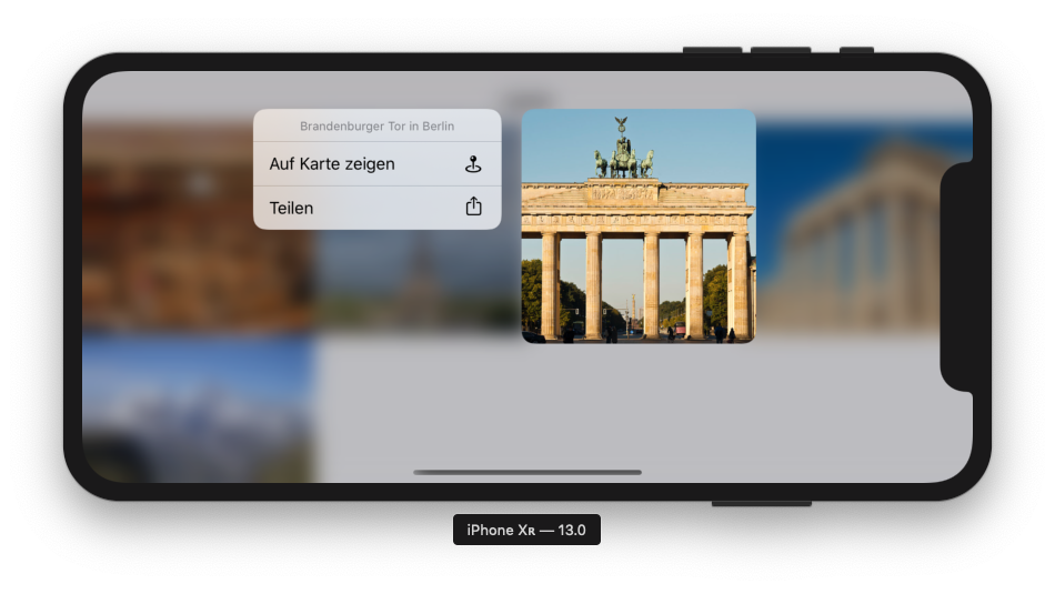 Beispiel-App Kontextmenü